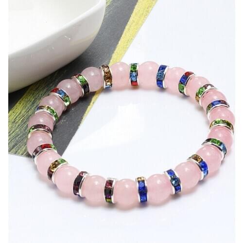 Luxury Pink Crystal Women Bracelets High Quality Charm Natural Stone Bead Bracelets&Bangles Elastic Rope Men Prayer Jewelry Gift
