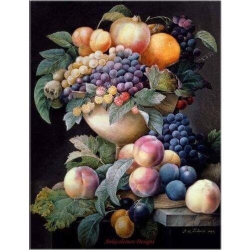 Counted Cross Stitch Kits Needlework Embroidery - 14 ct Aida DMC Color DIY Arts Handmade Home Decor - Still Life of Fruit