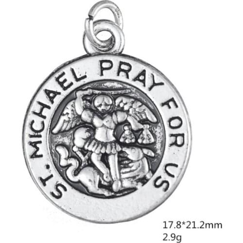 ST Michael Pray for Us Charm Pendants Jewelry Making Finding DIY Bracelet Necklace Earring Accessories Handmade Tools 3pcs