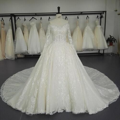 SL-0010 Sexy Sweetheart Long Sleeve Ball Gown Wedding Dresses Romantic Tulle Bride Dress Princess Wedding Gowns