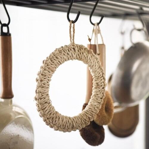 Handmade Straw Pot Holders Hand-Woven Environmental Placemat Bowl Corn Leather Cord Pot Holders Table Mat Dinner Plates