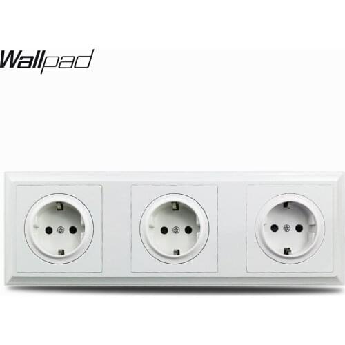 258 * 86 mm Triple EU Wall Power Socket L6 Plastic Palace Style Wallpad White Cream EU Russia German Wall Outlet