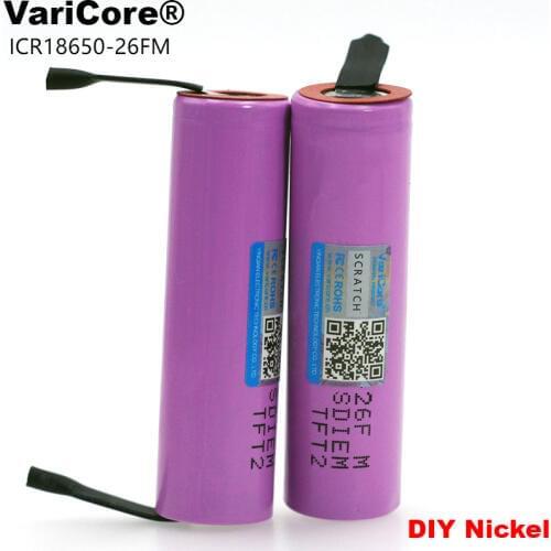 VariCore New 18650 ICR18650-26FM 2600mAh Li-ion 3.7v Rechargeable Battery DIY Nickel batteries