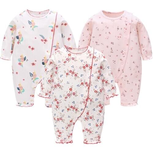 Vlinder Baby Girls Rompers Baby Clothes Newborn Baby Girl Clothes 100% Cotton Long Sleeve Pink Jumpsuits Infant Pajamas 3M~12M