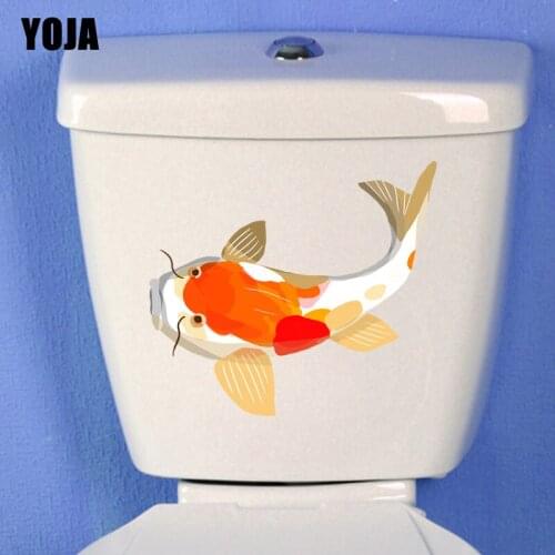 YOJA 14.5*23.4CM Flashing Fish Toilet Decal Wall Sticker Living Room Home Decor T3-0841