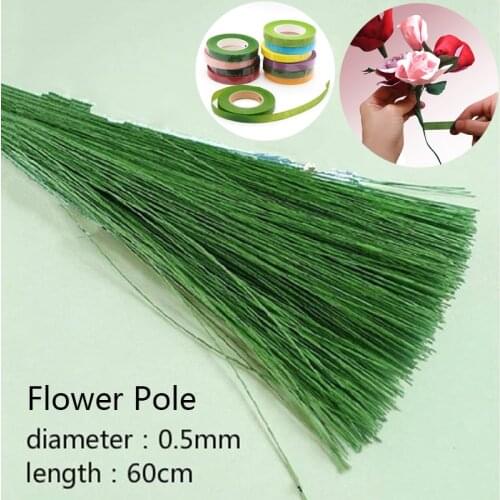 Artificial iron wire flower stem flower head accessories handmade plastic rose stem style wedding decoration