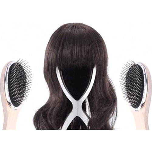 1Pcs 22cm Hairbrush Wooden Handle Steel Tooth Hair Training Head Brush Anti-static Hairdresser Comb