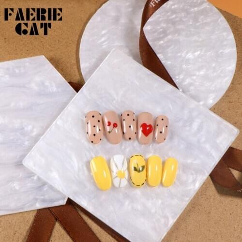 1pc Nail Art Palette Shell Piece False Nail Tips Display Board Gel Polish Color Mixing Hexagon/Round/Square Photo Props Tools