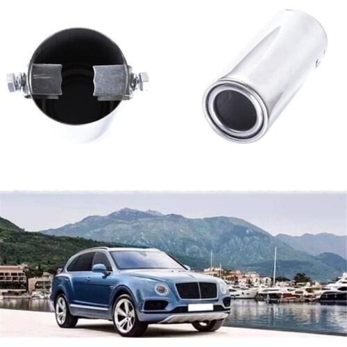 1Pc Universal Stainless Steel Round Car Rear Round Exhaust Pipe Tail Throat Muffler Tip Silver Replacement Car Accessories