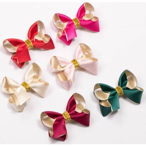 10pcs/lot Cute New Colors Shiny Ribbon Hair Accessories Korea Princess Hair Clips Girls Flowers Bows Ornaments Hairpin Kids Gift
