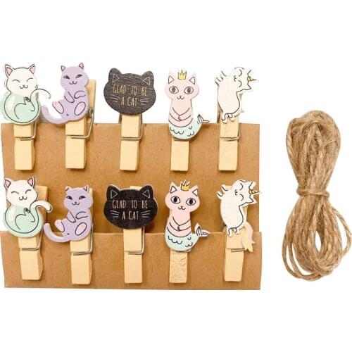 10pcs Colorful long Paper Clip Cat head Celebrity Photo Wall Paperclips Decoration Memo Paper Clip Clothespins Decorativetailed