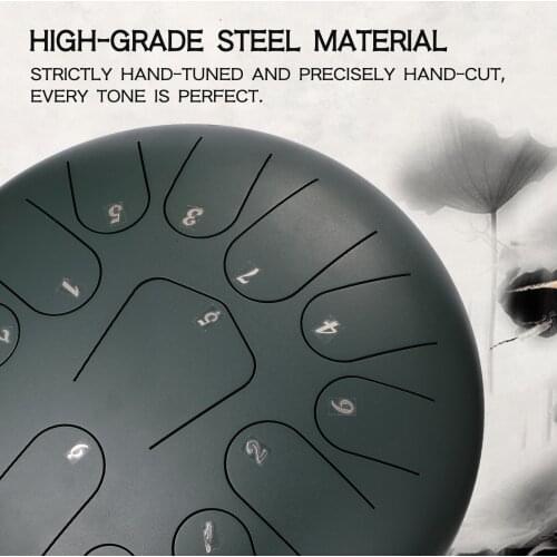 12 inch 13-Tone Steel Tongue Drum Hand Pan Drums with Drumsticks Percussion Musical Instruments