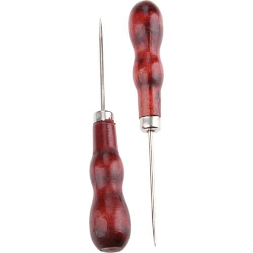 2Pcs Sewing Punch Hole Hook Awl Leather DIY Handmade Leather Craft Tool 13.3CM Leather Stitching Sewing Awl Repair Tool