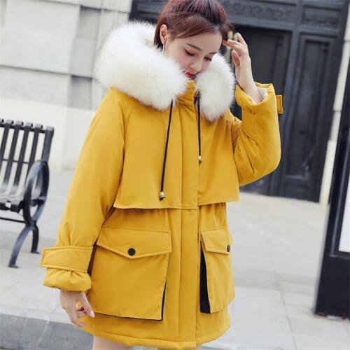 2019 Winter Cotton Coat Women Zipper Big Pocket Outwear Jackets Hooded Thicken Warm coat