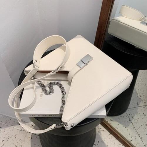 2021 Simple Korean Solid Color Underarm Bag New Fashion Chain Women Shoulder Bag Texture Pu Leather Crossbody Bags For Women