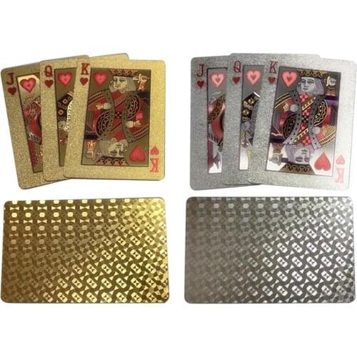 24K Gold Silver Playing Cards Poker Game Deck Gold Foil Poker Set Magic Card 100% Waterproof Cards Magic Team Games Blackjack 2