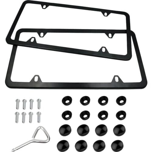 2x Car Auto License Plate Frames Tag 4 Holes For Front & Rear Universal