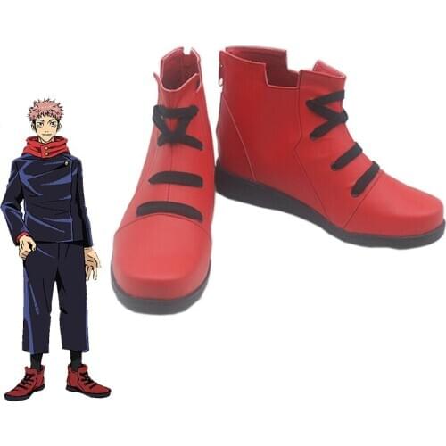 Anime Jujutsu Kaisen Yuji Itadori Cosplay Shoes PU Leather Shoes Halloween Carnival Boots Cosplay Props Custom Made