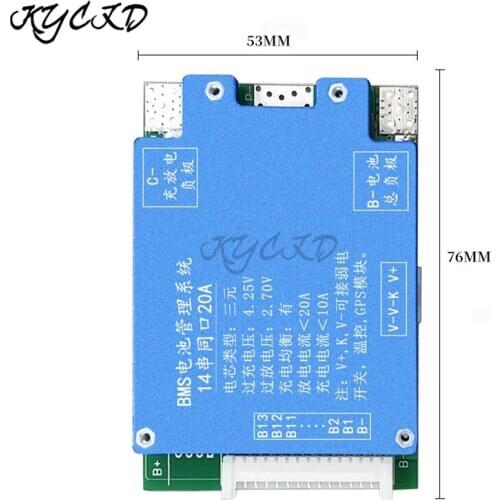 Balance Board BMS 14S 52V 20A Lithium 18650 Charge Protection PCB Common Port Support Temperature Control/GPS Module For Ebike