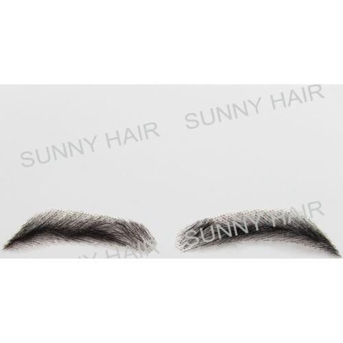 Hand made human hair man handtied eyebrow 018 black color hand knot fake eyebrow for men