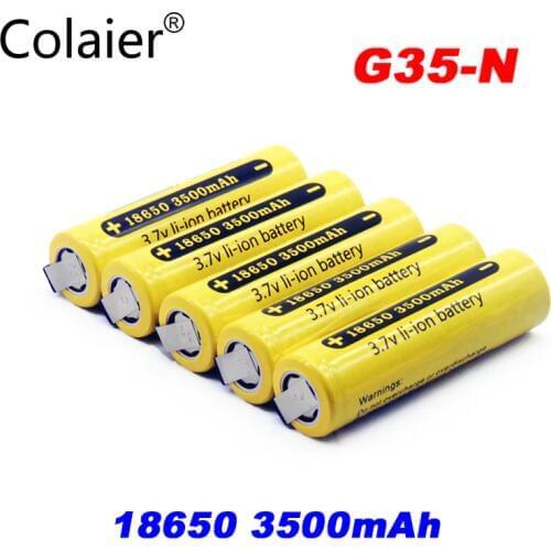 Colaier 18650 3500 mAh G35-N 3.7V Li-Ion Rechargeable Battery 20A Lithium Battery High Drain For Flashinglight +DIY Nickel
