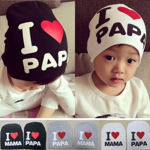 Baby Hats Newborn Boys Hats 2016 Cotton Kids Beanie Photography Props Baby Costumes Knitted I LOVE MOM/DAD Baby Caps Boy DS39