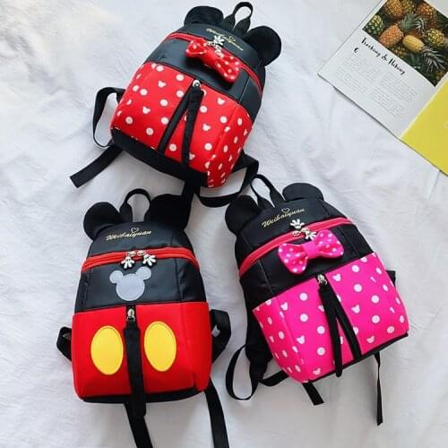 New Disney Mickey Mouse Childrens School Bag Kindergarten Boy Girl Baby Backpack Minnie Bag Cartoon Backpack Kids Gifts
