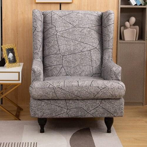 Stretchable Thick Soft Polyester Wingback Chair Covers Wing Chair Slipcover with Seat Cover Decorative Washable for Living Room