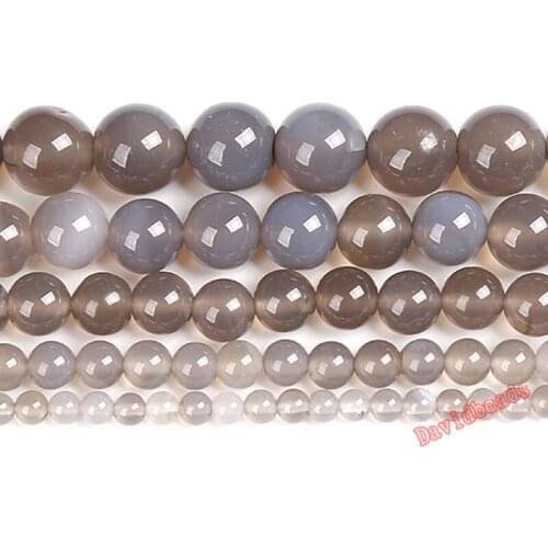 Fctory Price Gray Agat Round Gem Loose Strand Beads 16" Strand 6 8 10 12MM Pick Size For Jewelry Making