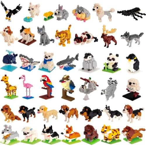 Wise Hawk ABS mini building block 40 different animal models small promotional toy