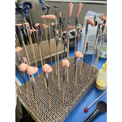 Crocodile Clip Model Material Accessories Coloring Tool Parts Paint Coloring Metal Clip With Bamboo Stick No installation 24Pack