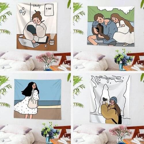 Cartoon character hanging cloth Nordic ins tapestries Home bedside decoration cloth Bedroom tapestries