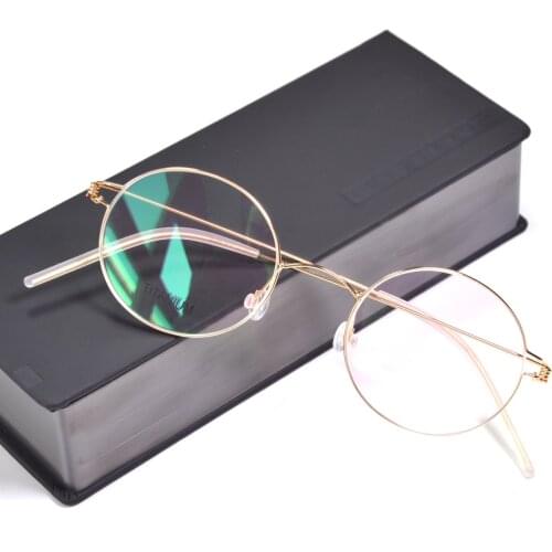 Eareada Vintage Round Eyeglasses For Men Titanium Full Rim Ultra Thin Retro Circle Glasses Frame Prescription Myopia Spectacles