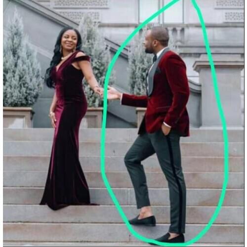 Mens Suit velvet Jacket Slim Fit Tuxedo Custom Groom Prom Terno Masculino Blazer Wedding Suits Ternos 2 Pieces party gown