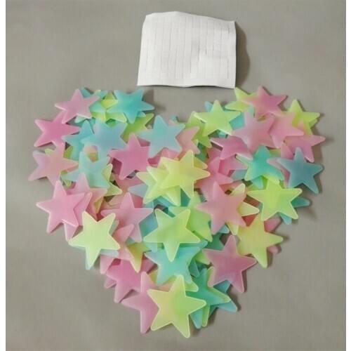 3D Stars Glow in the Dark Luminous on Wall Stickers for Kids Room Living Room Wall Decal Home Decoration Poster Stars and Moon