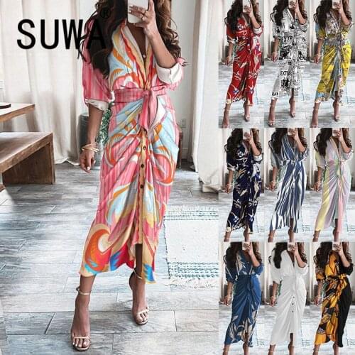 New Autumn Dress Women Elegant Print Sexy Party Club Sheath Long Midi Dress Vestido Femme