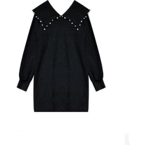 Long Sleeve 3XL Plus Size Loose Dress 2020 New Spring Beading Casual Large Size Mini Dress