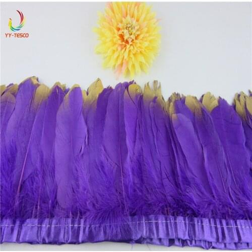 Wholesale 10 yards/lot purple Goose Feather Trims Real Geese Feather Fringes Ribbons Dress Belt decorative Clothing decoration