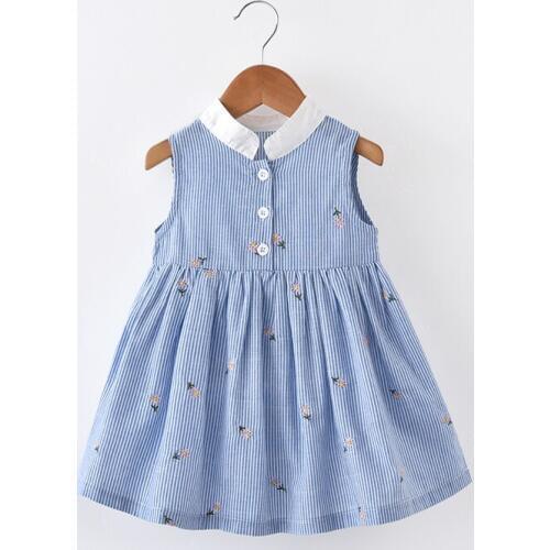 Girls Dress Blue Striped Toddler Girl Dresses European Style 2019 Summer Peacock Dress for Girls Baby Girl Clothes Clothing