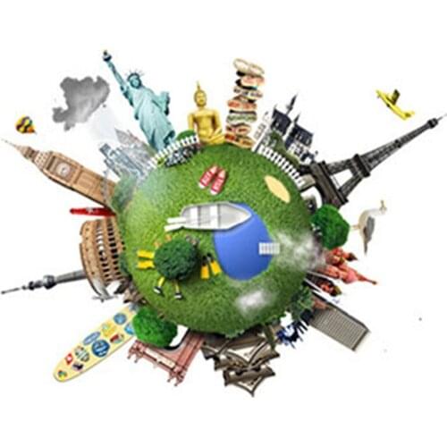 Trip Around World wonders mural Big Ben Paris Tower vinyl 3d wall stickers human landscape creative poster wallpaper 60*60cm