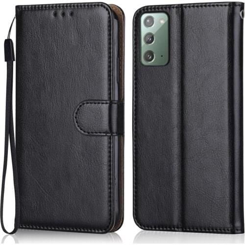 Folio Luxury Leather Case for On Samsung Galaxy Note20 N980 N980F SM-N980F 6.7''Wallet Stand Flip Case Phone Bag with Strap