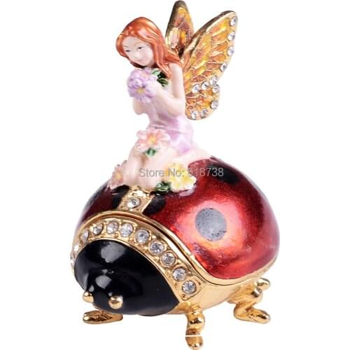 Crafted gifts box fairy on ladybug metal alloy jewelry box trinket box collectibles ornaments home accessories X'mas Gifts