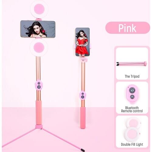 4 in 1 Wireless Bluetooth Selfie Stick LED Ring Light Extendable Handheld Monopod Live Tripod for IPhone X 8 Android Smartphone