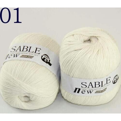 Sale 2*50gr Super Soft Pure Sable Cashmere Wrap Shawls Hand Knit Wool Crochet Yarn 243-01 White