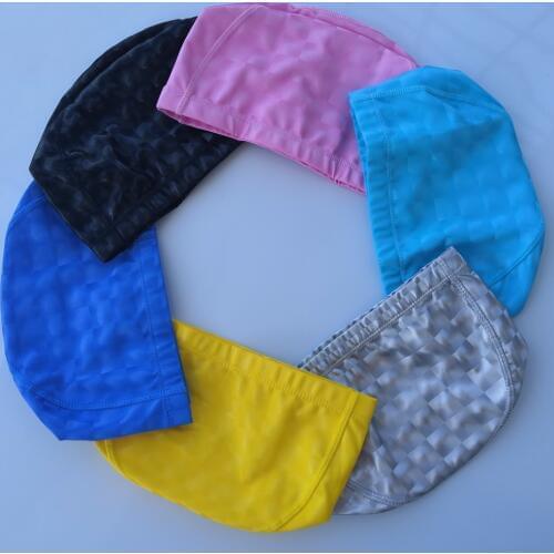 Adult Swimming Caps Men Women Cubic crystal Shiny PU Waterproof Ear Protection Long Hair Swim Pool Cap Comfortable Hat New 2018