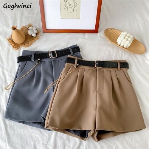 Shorts Women Solid Loose Trousers Fashion Summer Casual Vintage Stylish Office Ladies New Pockets High Waist Chic Korean Ins