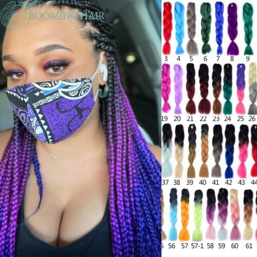 Synthetic Hair Crochet Braids Extensions Ombre Braiding Hair Extension Box Braid Pink Purple Blonde Golden Colors Braids BOOMING
