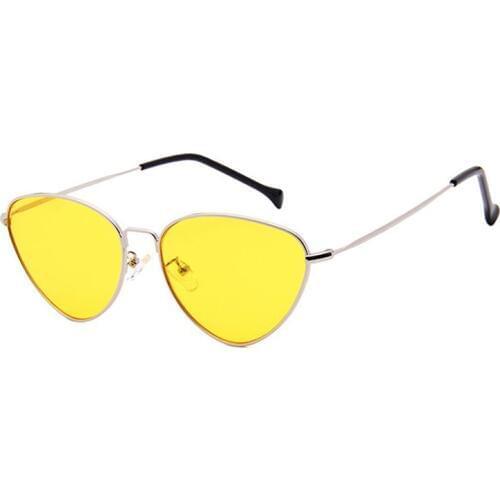 Fashion Metal Cat Eye Sunglasses For Women Men Yellow Lens Night Vision Glasses Travel Driving Eyeglasses 8 Color UV400 L3