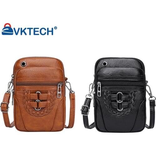 Soft PU Leather Lady Girls Crossbody Bag Women Multi-layer Zipper Phone Pouch Female Solid Color Small Shoulder Messenger Packs