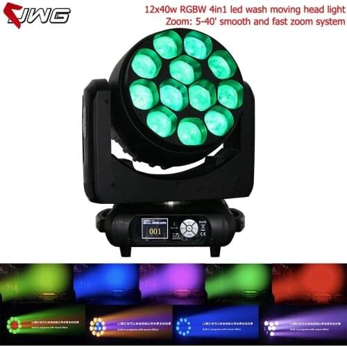 Free Shipping 2pcs With Flycase Led Bee Eye Moving Head Light 12x40w RGBW Stage Light Pixel Control Zoom DJ DMX Wash Effect